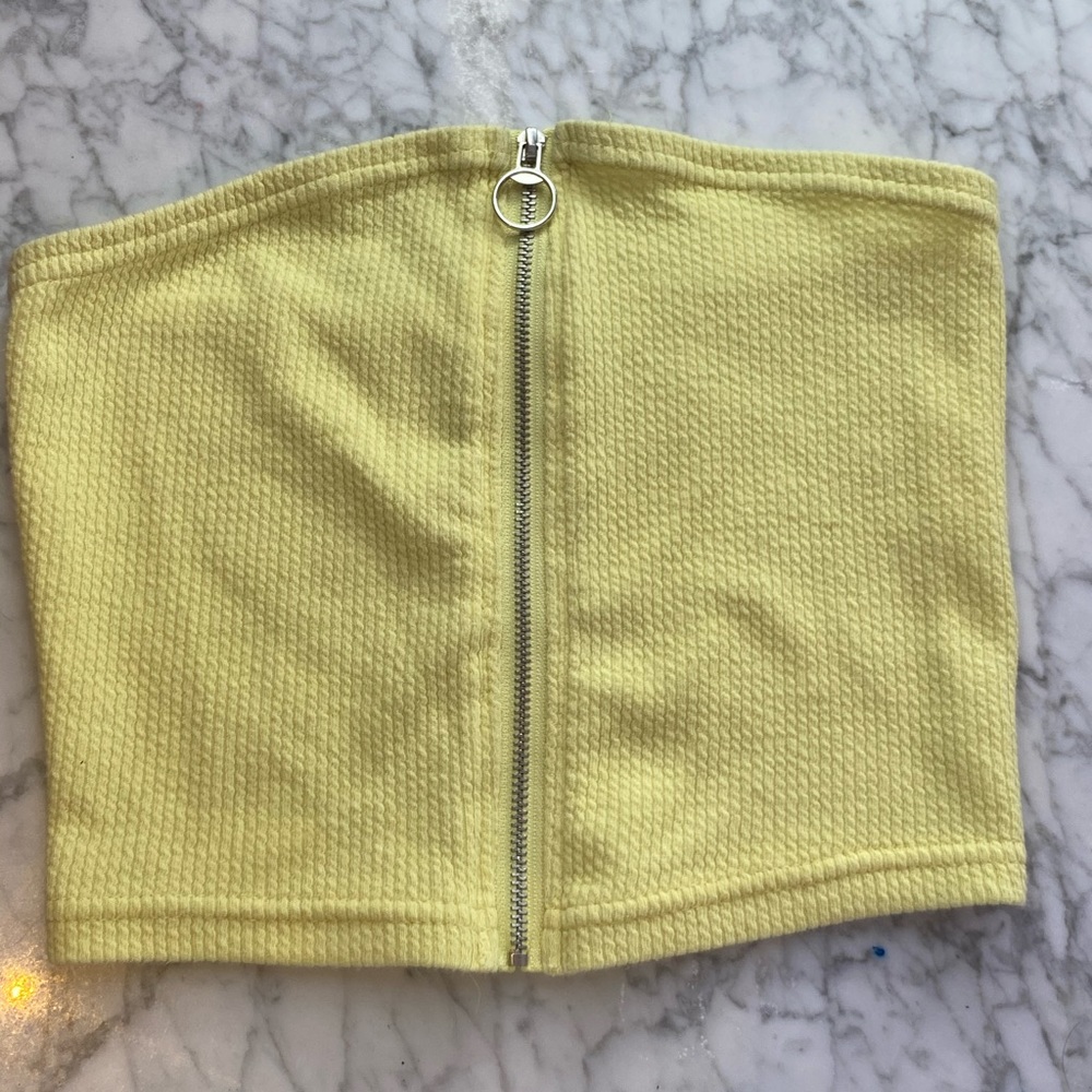 yellow pacsun zip tube top